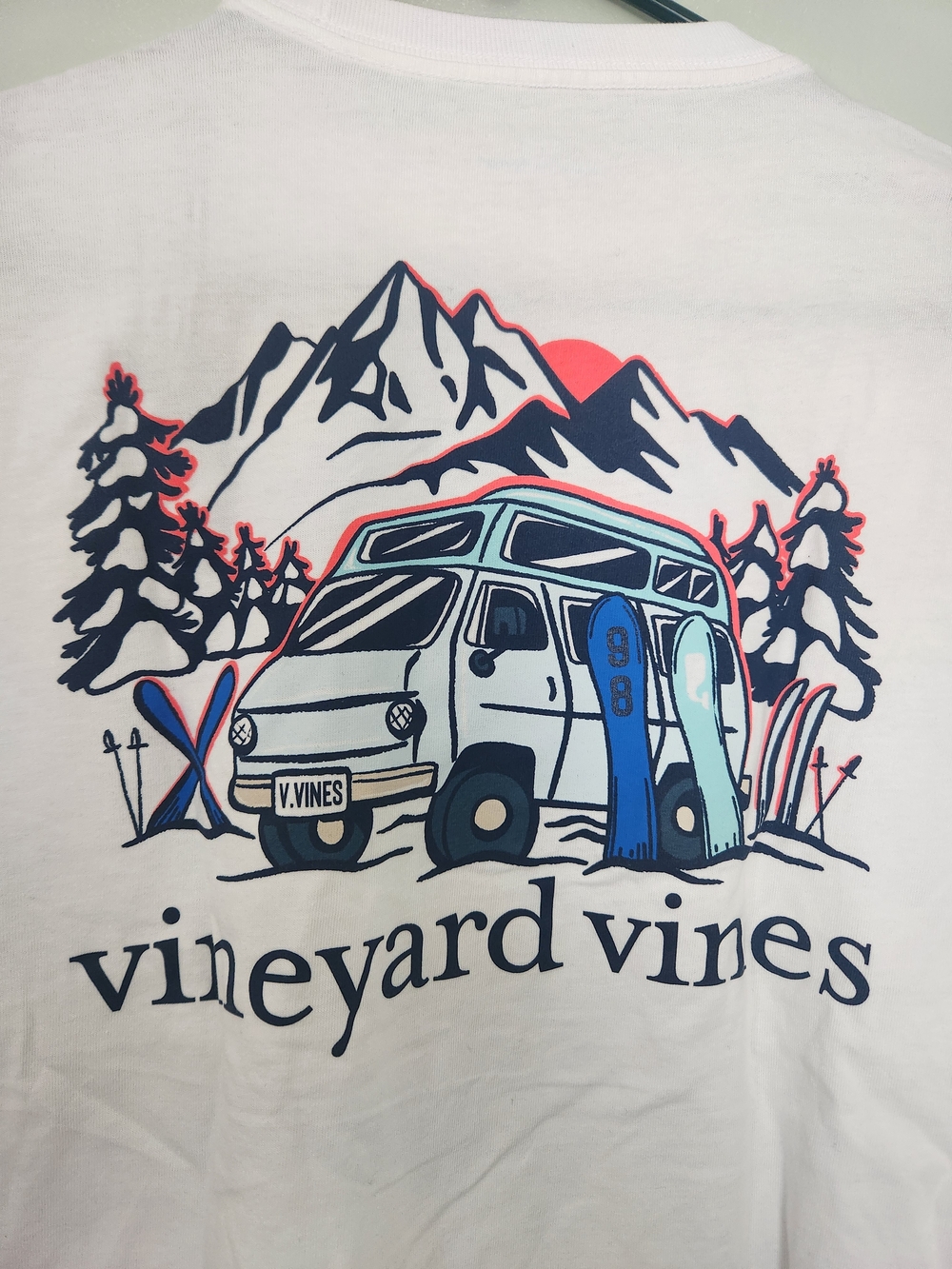 Vineyard Vines Mountain Van Graphic Tee - White with Navy & Coral
